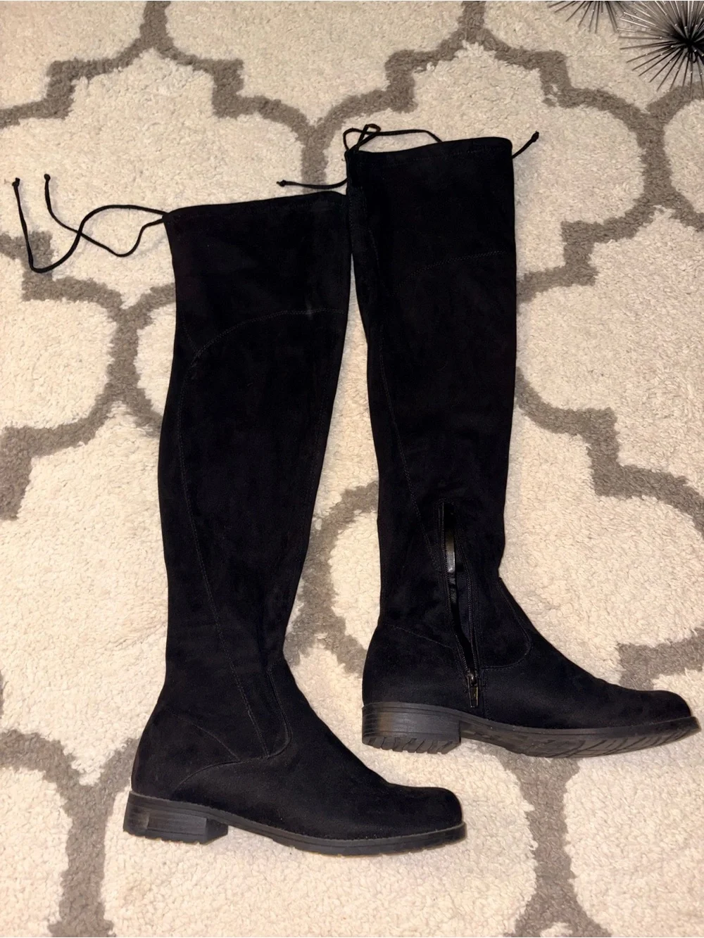 Black Over-the-Knee Suede Riding Boots - Women